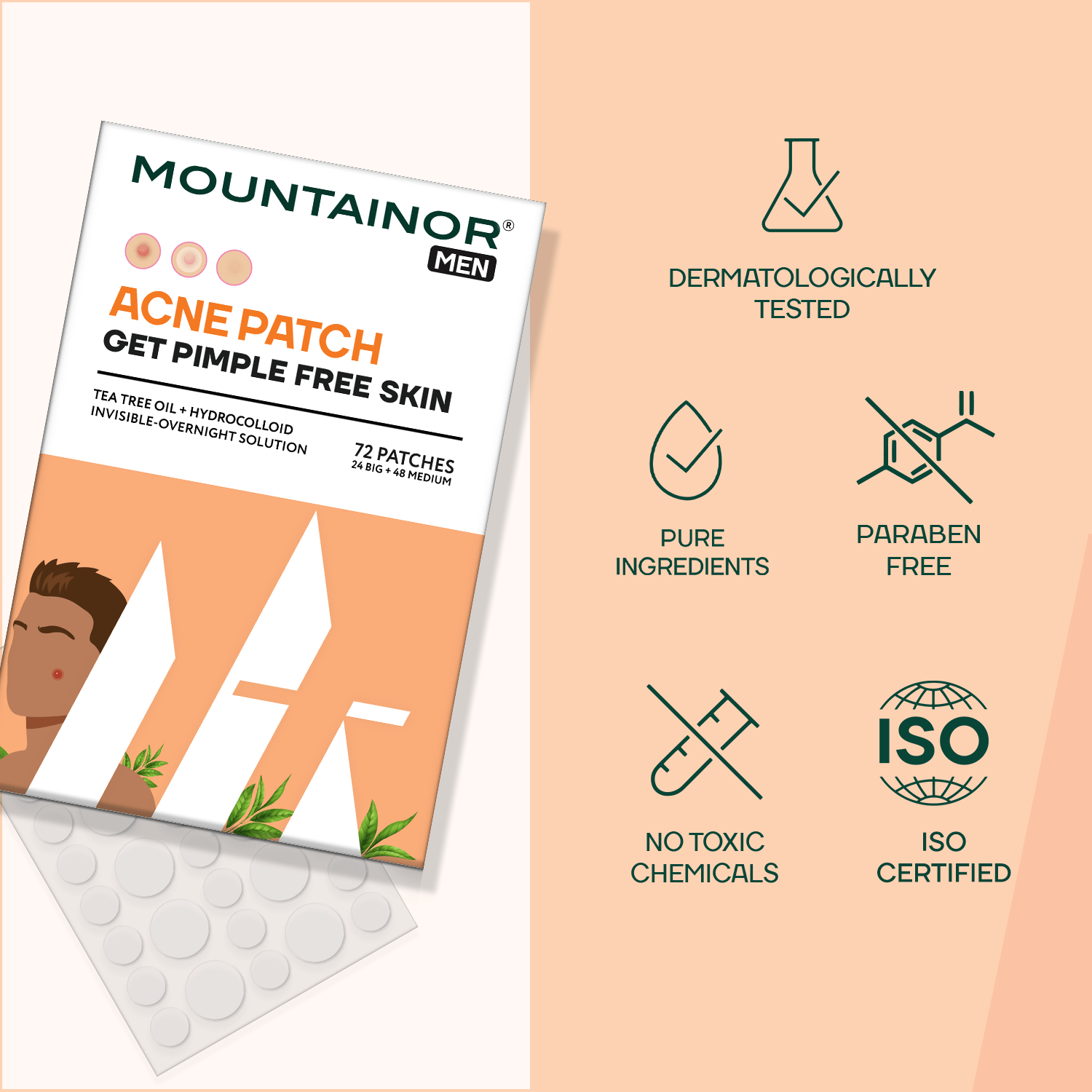 Acne Pimple Patch for Men 72 Patches for Clear, Blemish-Free Skin || Acne Pimple Patch - Unisex 36 For FREE