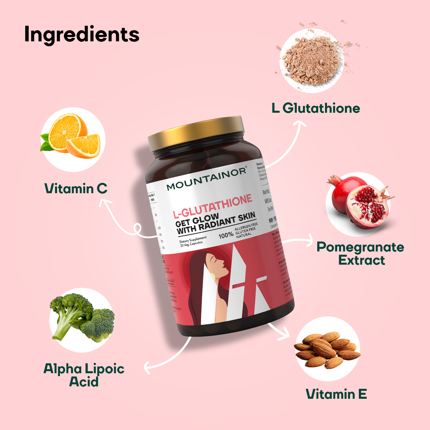 L-Glutathione Capsules For Korean Glowing Skin | Buy 2 Get 2 Free - (120 capsules total)