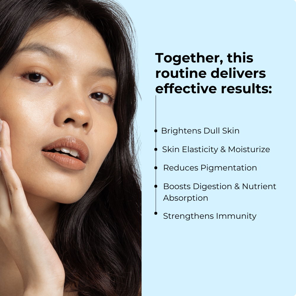 Glutathione+Collagen+Probiotics 60 Caps each (Combo Pack) & Get FREE Gift (Sunscreen Stick + Anti Acne UV Gel + Under Eye Patch)