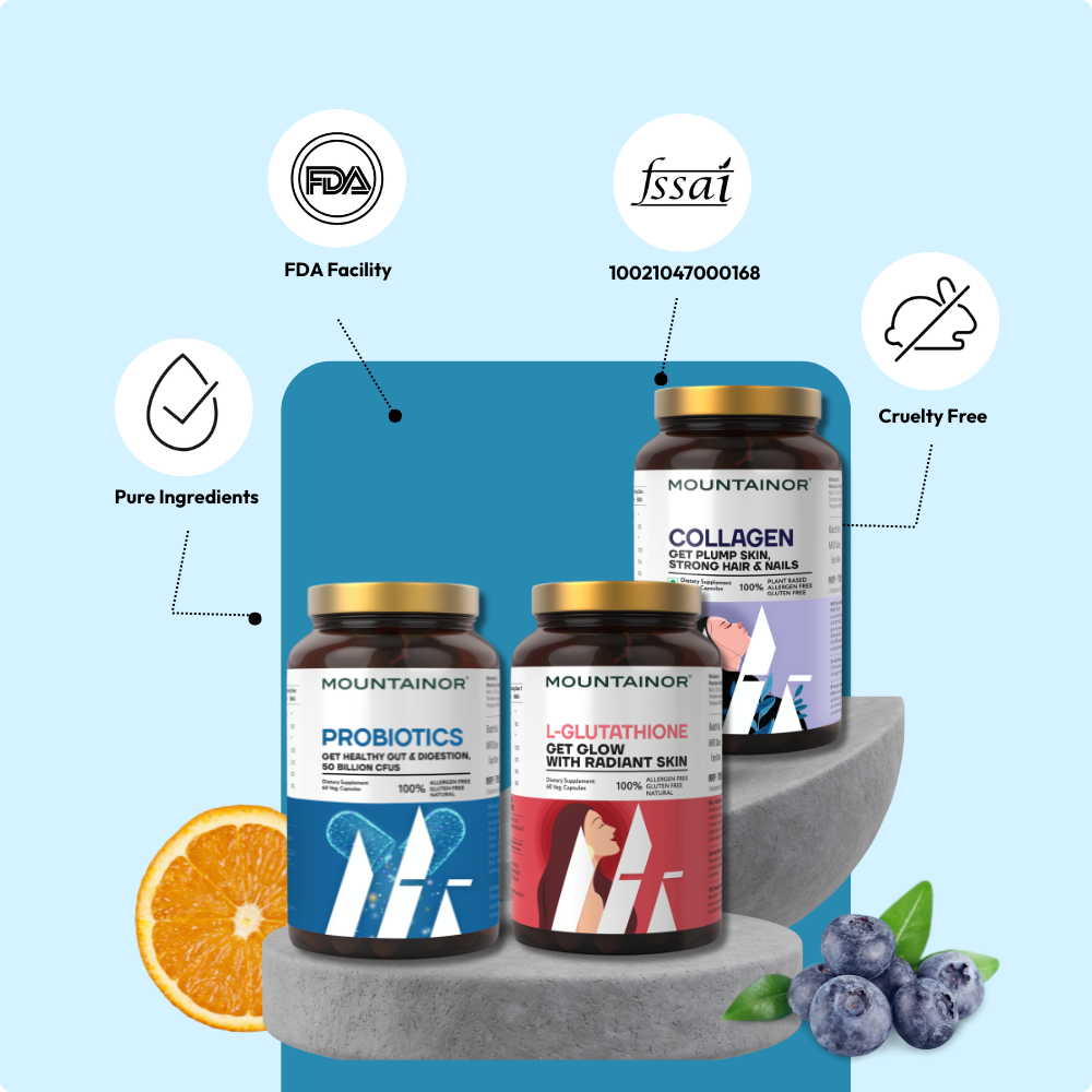 Glutathione+Collagen+Probiotics 60 Caps each (Combo Pack) & Get FREE Gift (Sunscreen Stick + Anti Acne UV Gel + Under Eye Patch)