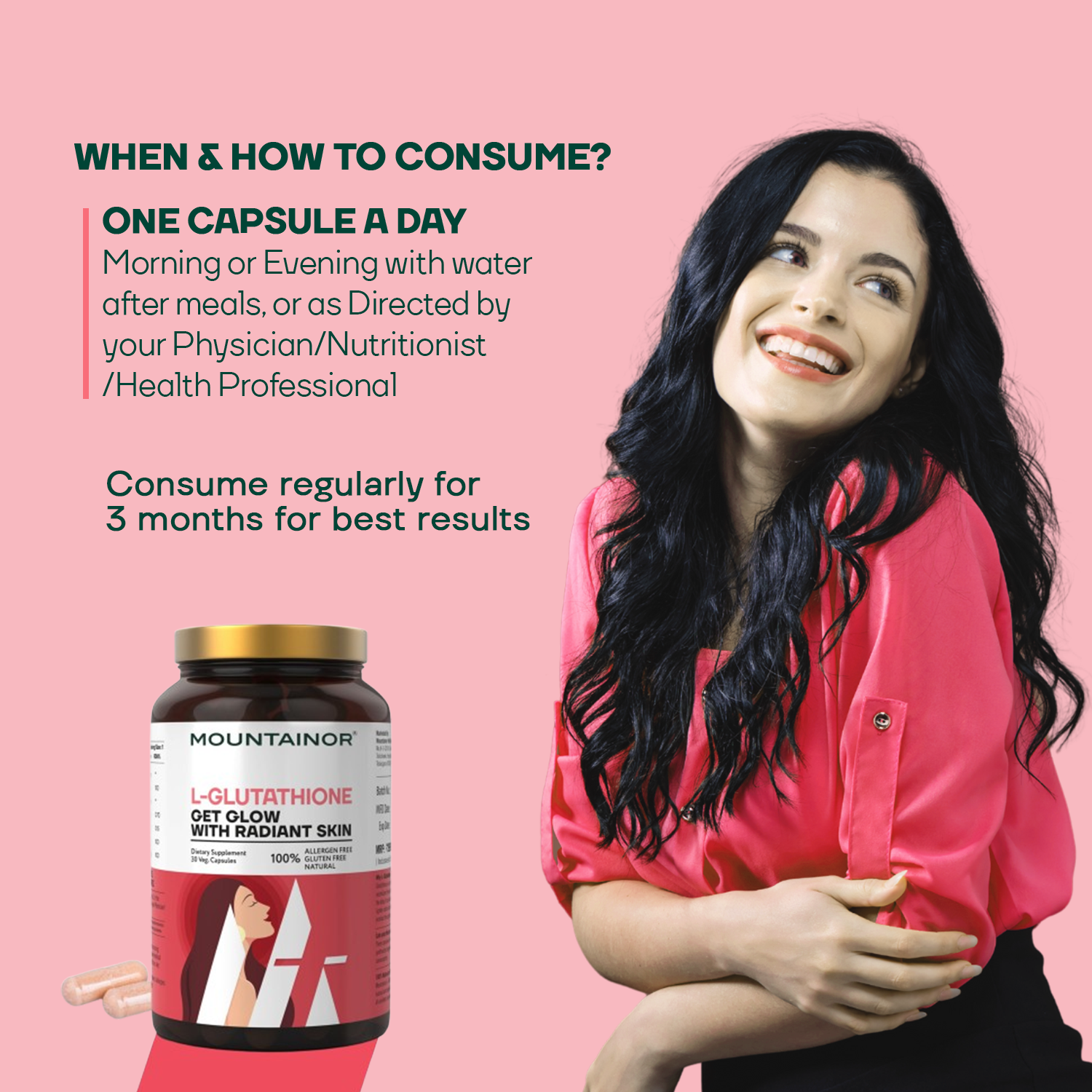 L-Glutathione REDUCED™ Capsules For Korean Glowing & Radiant Skin with Vitamin C