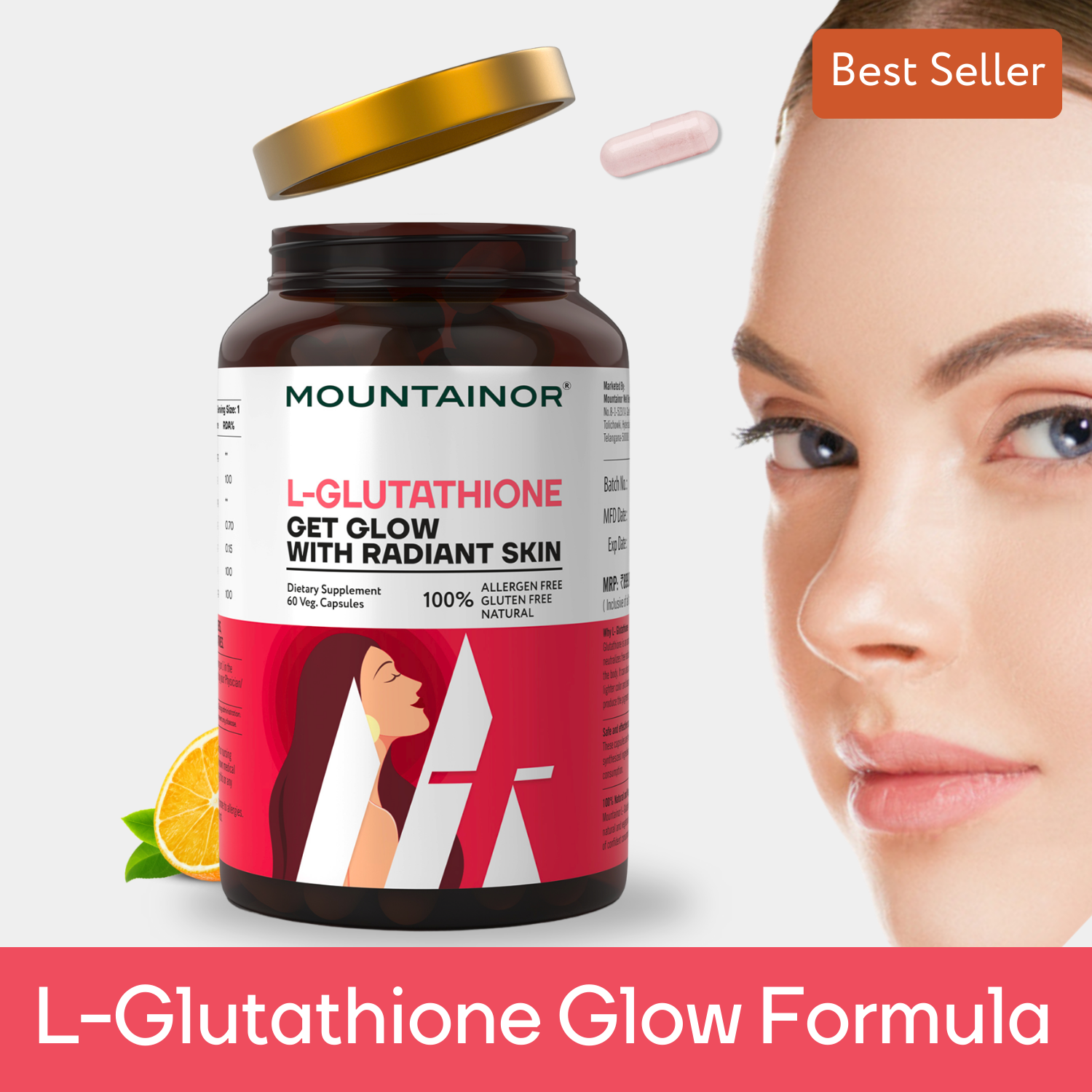 Complete Skin Care Kit by Mountainor || Glutathione, Collagen, UV Gel Sunscreen, Under Eye Patch, and Pimple Patches