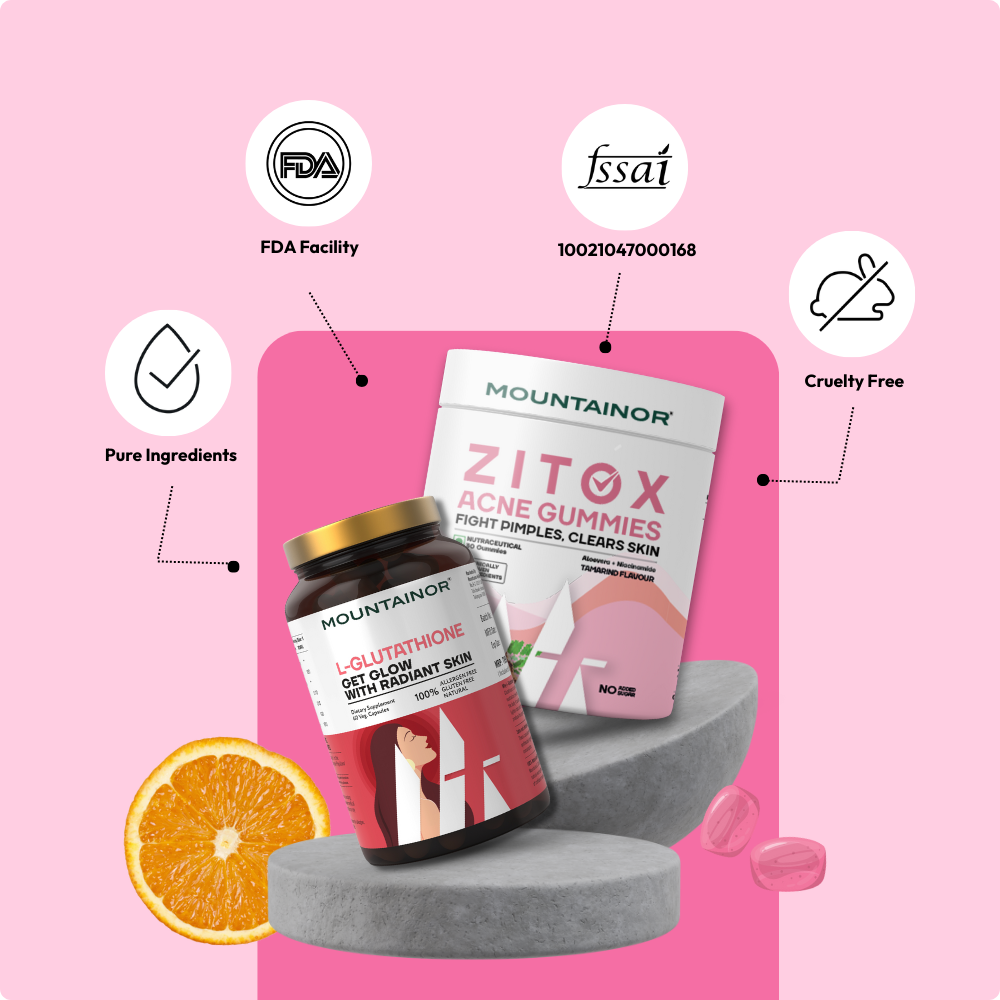 Glow & Clear Skin Combo – L-Glutathione (60 caps) + Zitox Acne Gummies (30 gummies) - Combo Pack