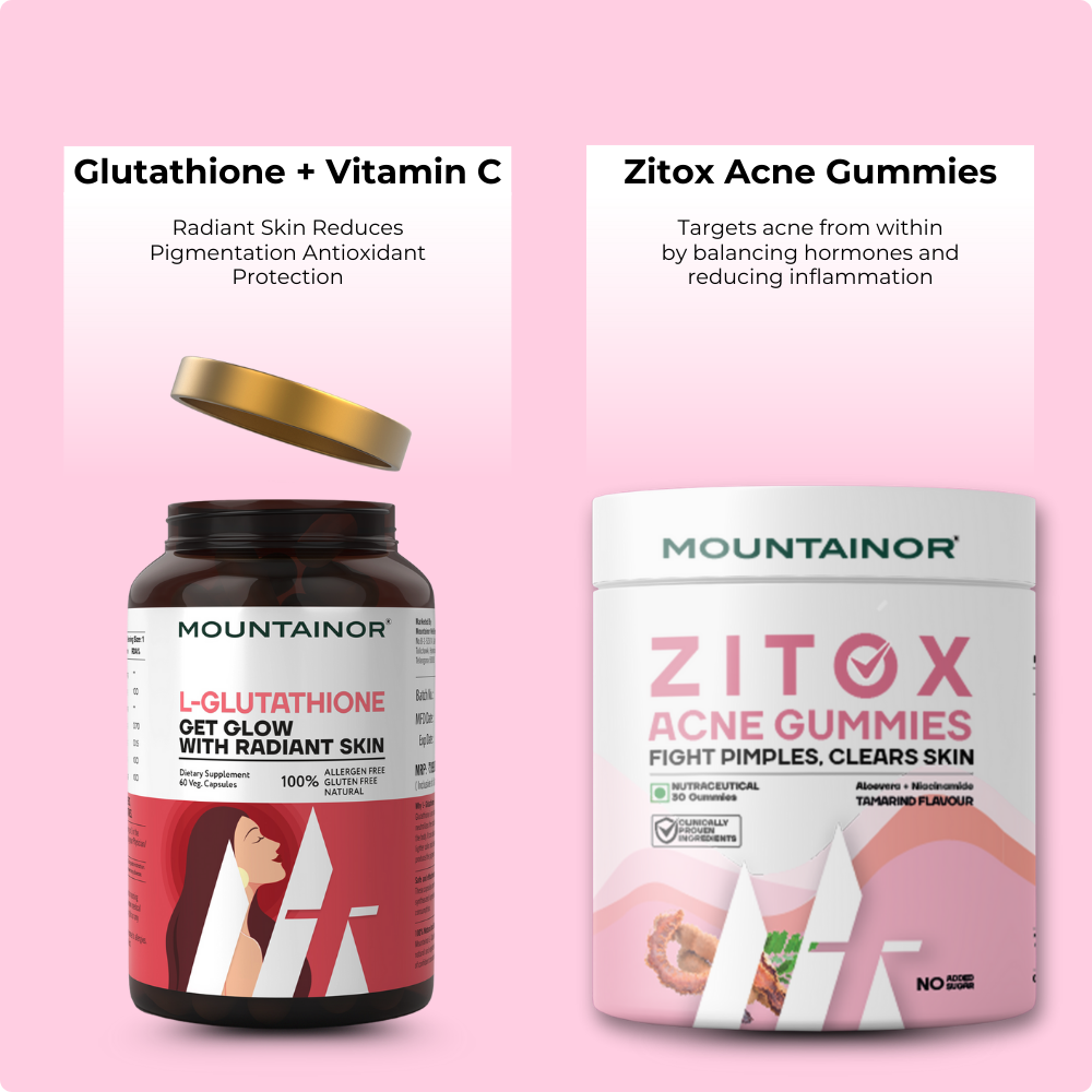 Glow & Clear Skin Combo – L-Glutathione (60 caps) + Zitox Acne Gummies (30 gummies) - Combo Pack