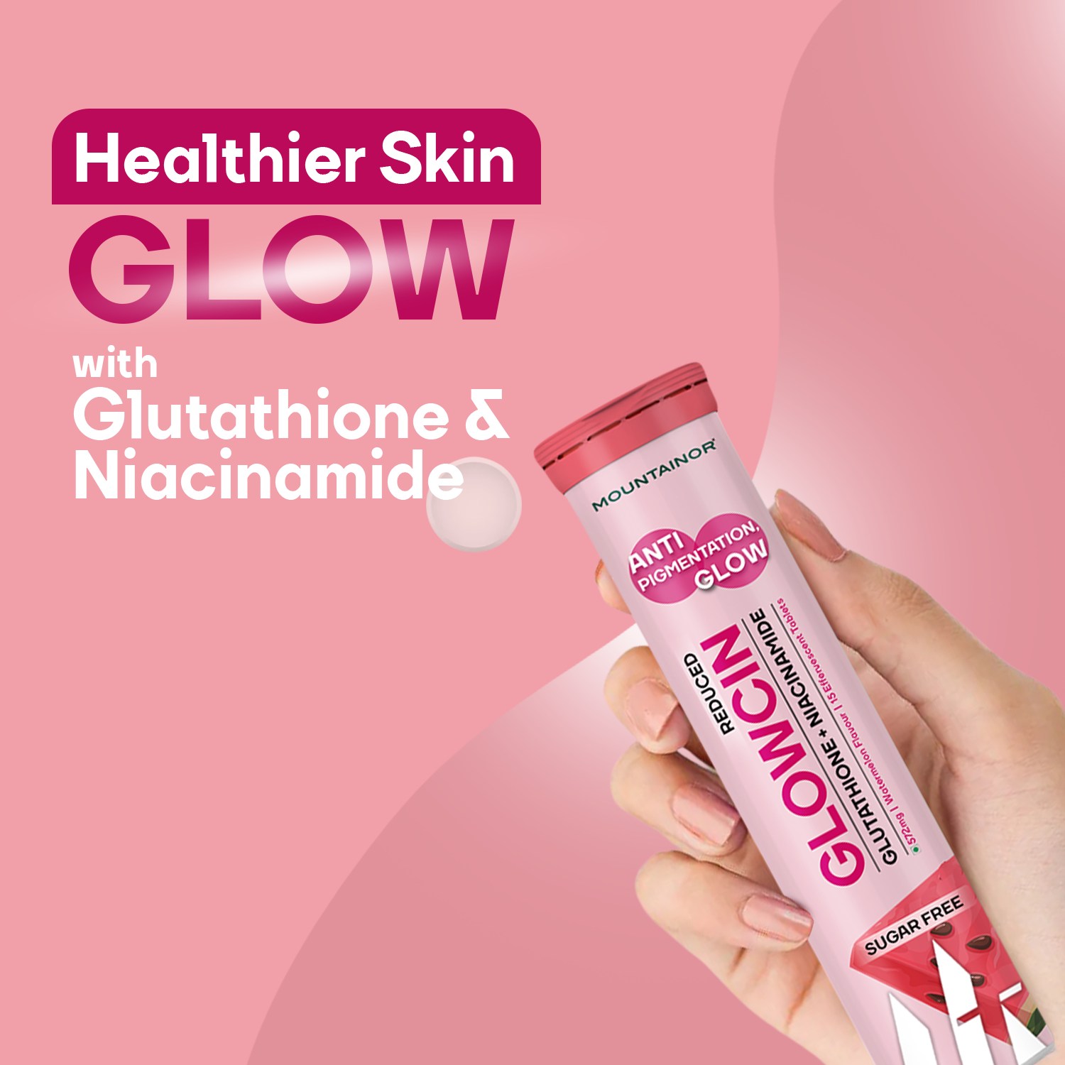 GlowCin For Clear, Glowing Skin: Glutathione + Niacinamide Effervescent Tablets - 15