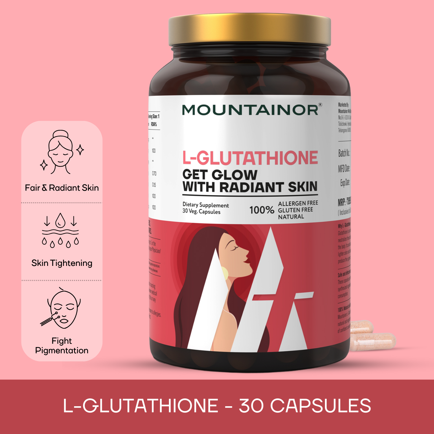L-Glutathione Capsules✨ for Glowing Skin - Enhanced with Vitamins C, E, Biotin & Antioxidants