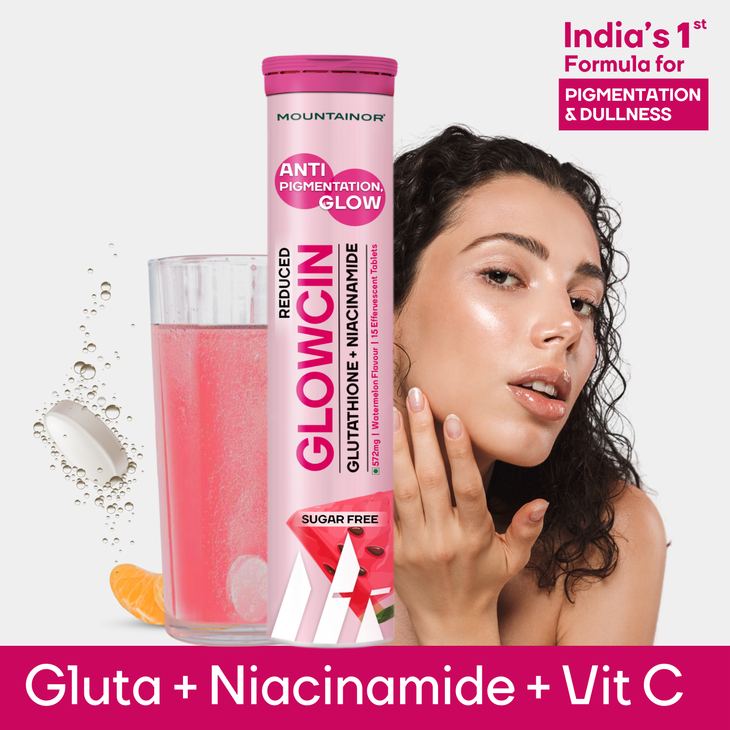 GlowCin For Clear, Glowing Skin: Glutathione + Niacinamide Effervescent Tablets || Get FREE Gift