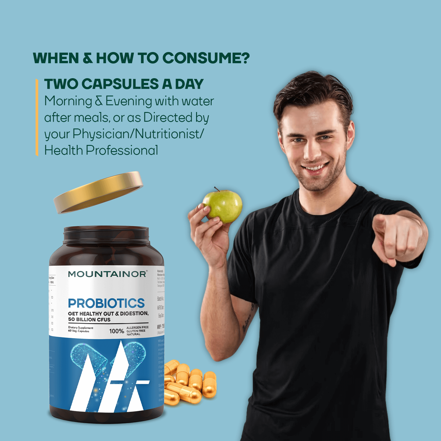 Probiotic Capsules🧬👩🏻⚕️- Immunity Builder for Gut Health - 60 Veg Capsules