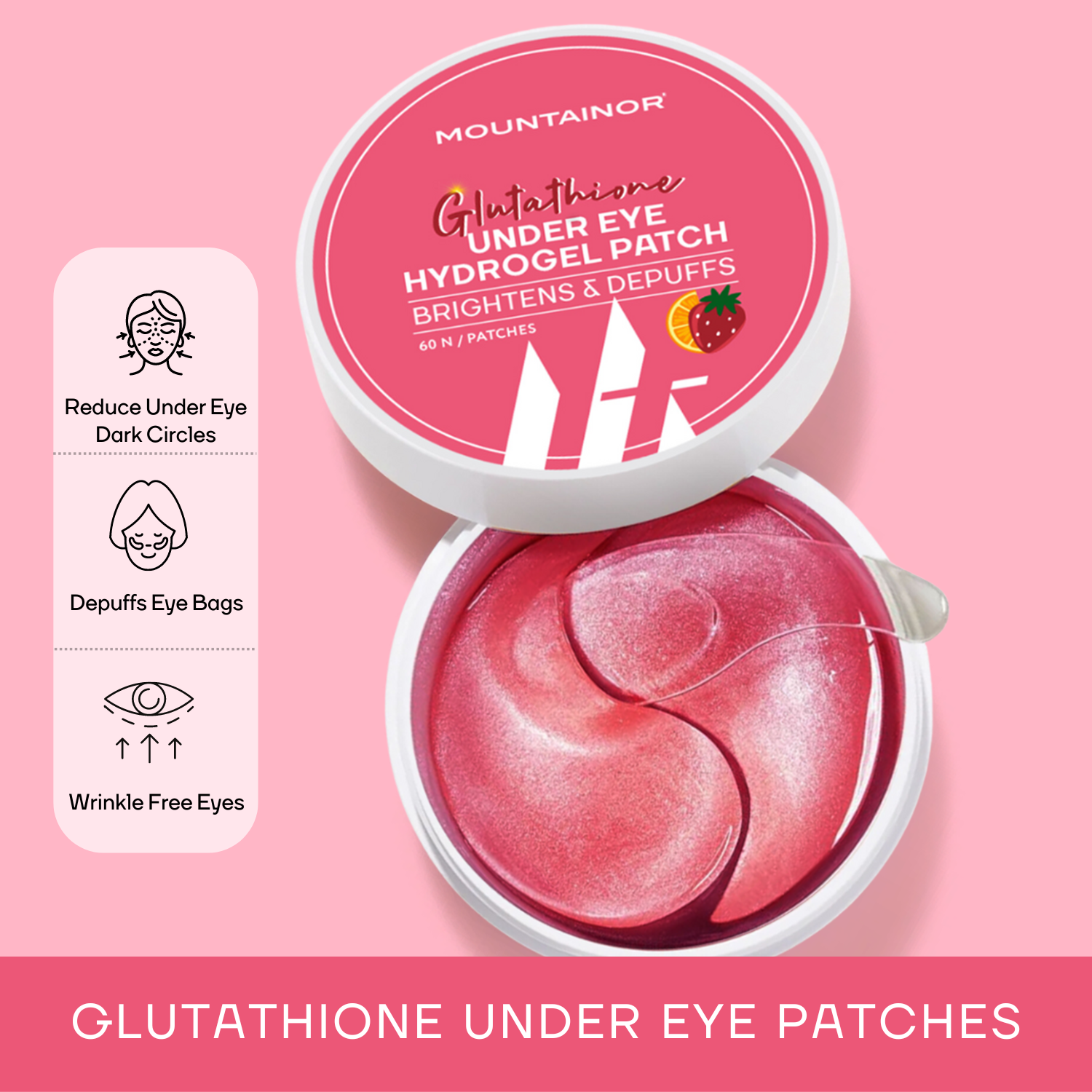 Hydrogel Under Eye Glutathione Patches | Reduce Puffiness & Dark Circles - 60 Patches