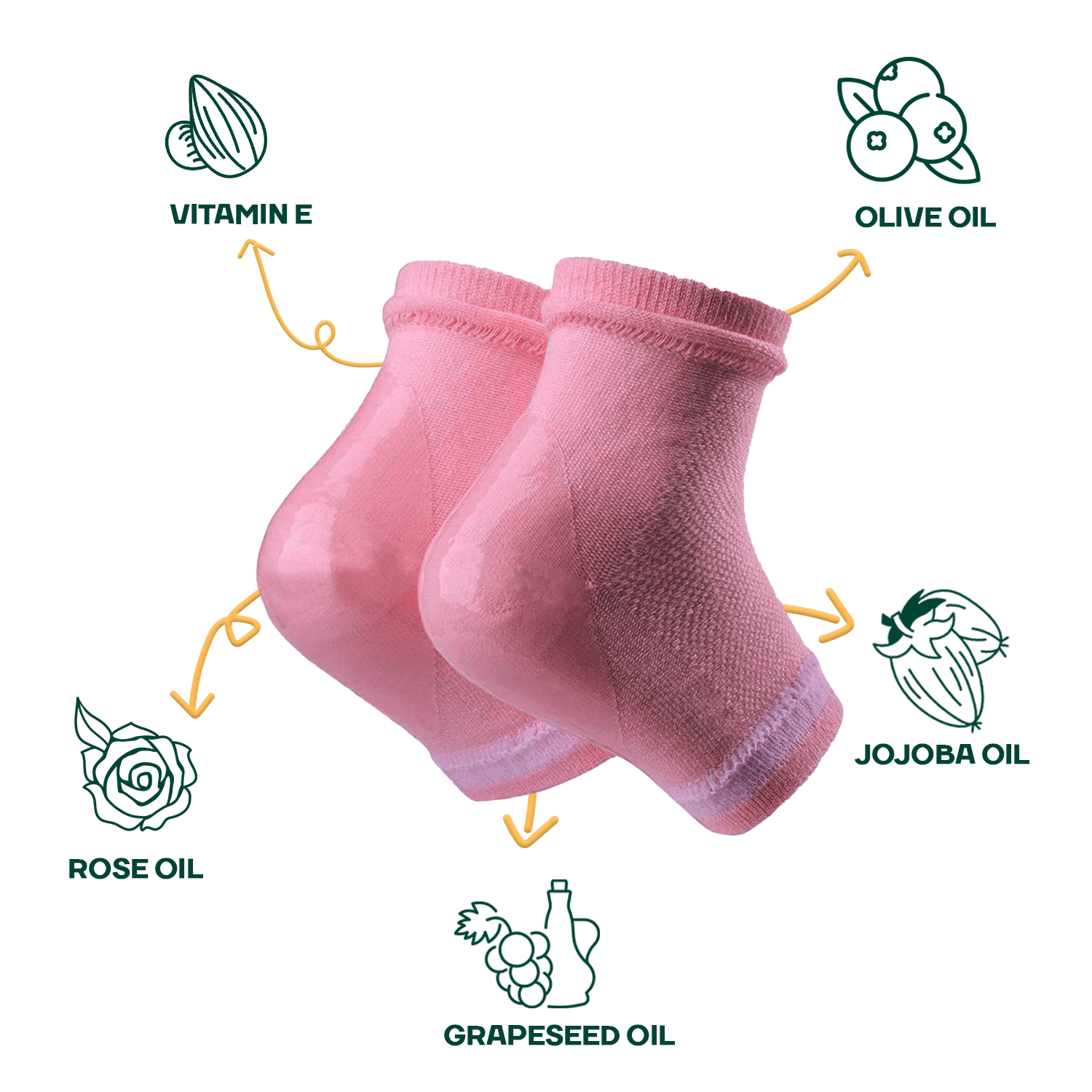 Mountainor  Silicone Gel Heel Socks for Dry Hard Cracked Heel Repair Pad (Free Size, Pink, 1 Pair), Pink - Mountainor