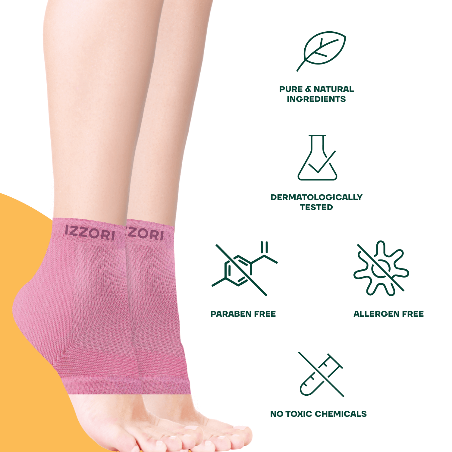 Mountainor  Silicone Gel Heel Socks for Dry Hard Cracked Heel Repair Pad (Free Size, Pink, 1 Pair), Pink - Mountainor