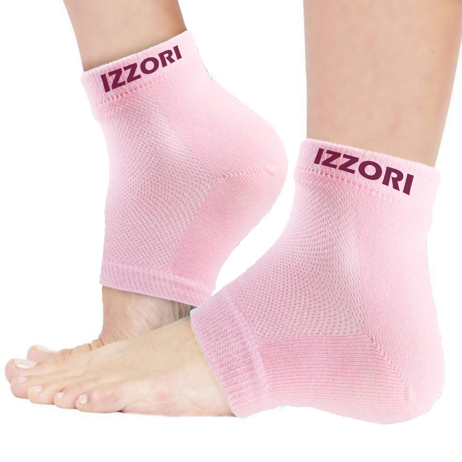 Mountainor  Silicone Gel Heel Socks for Dry Hard Cracked Heel Repair Pad (Free Size, Pink, 1 Pair), Pink - Mountainor