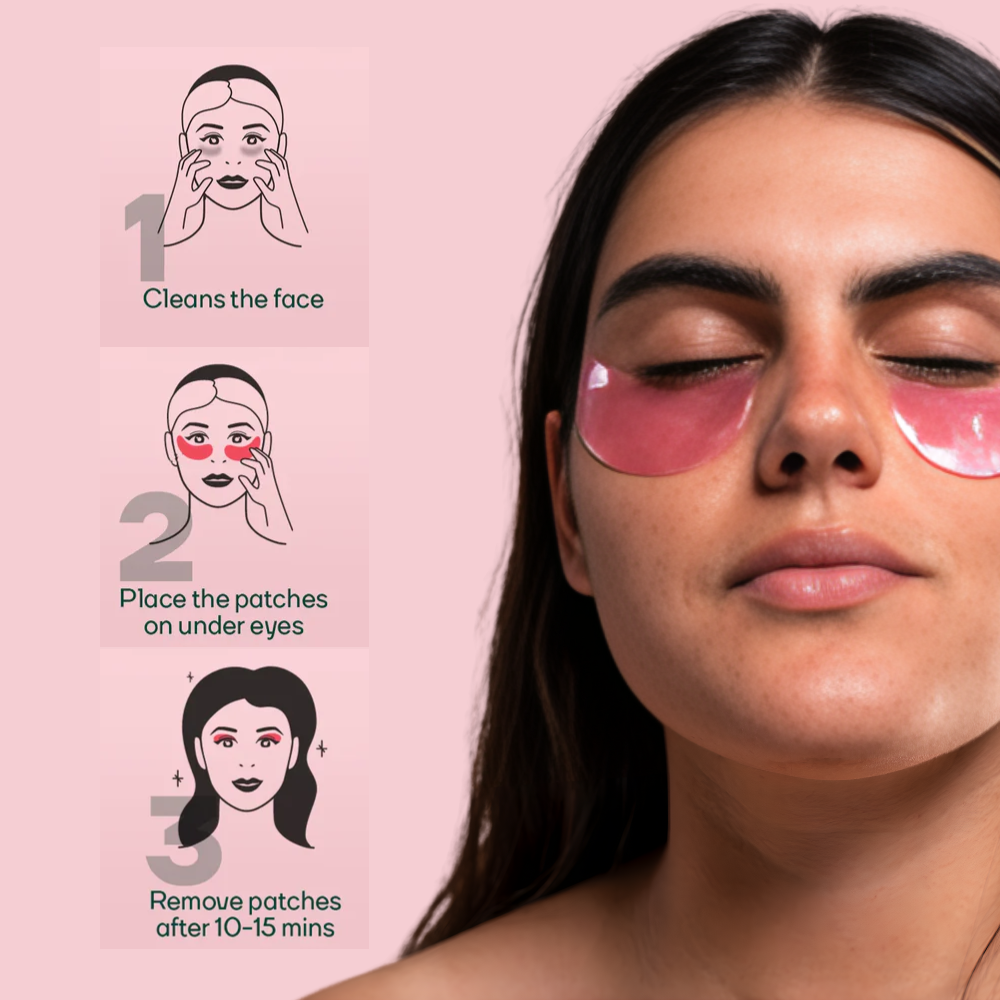 Hydrogel Under Eye Glutathione Patches Reduce Puffiness & Dark Circles - 60 Patches || Get FREE Acne UV Gel & Sunscren Stick