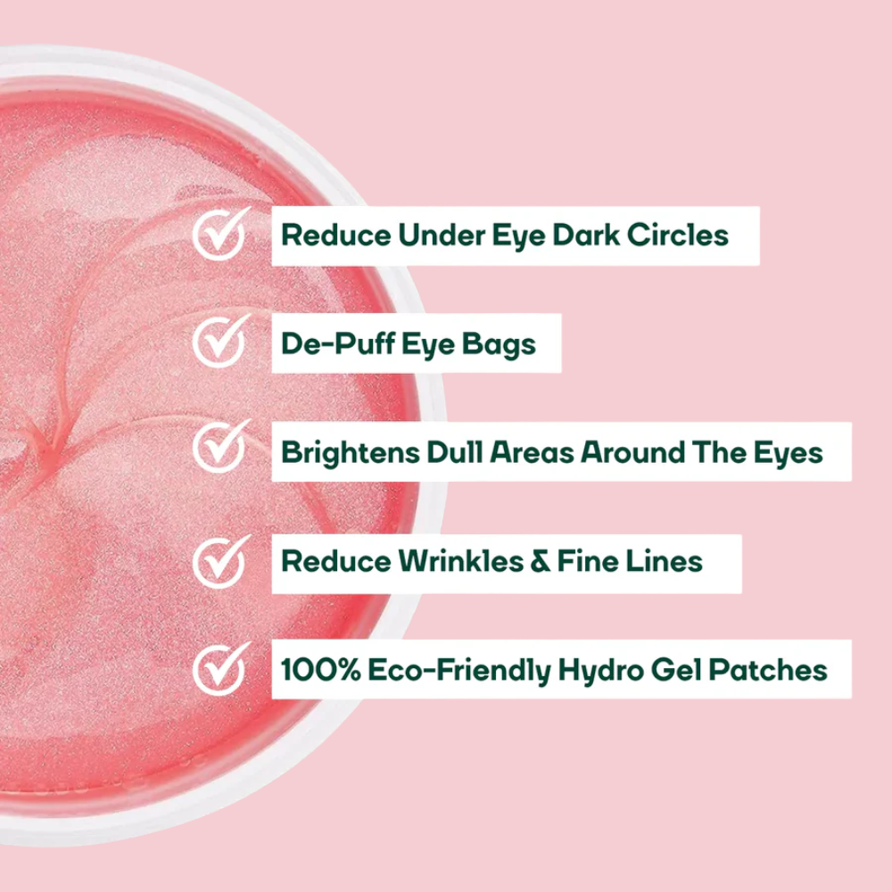 Hydrogel Under Eye Glutathione Patches Reduce Puffiness & Dark Circles - 60 Patches || Get FREE Acne UV Gel & Sunscren Stick