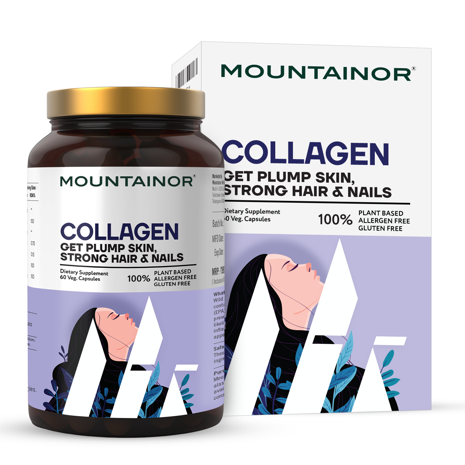 स्वस्थ त्वचा, बाल और जोड़ों के लिए कोलेजन कैप्सूल - 2 का पैक