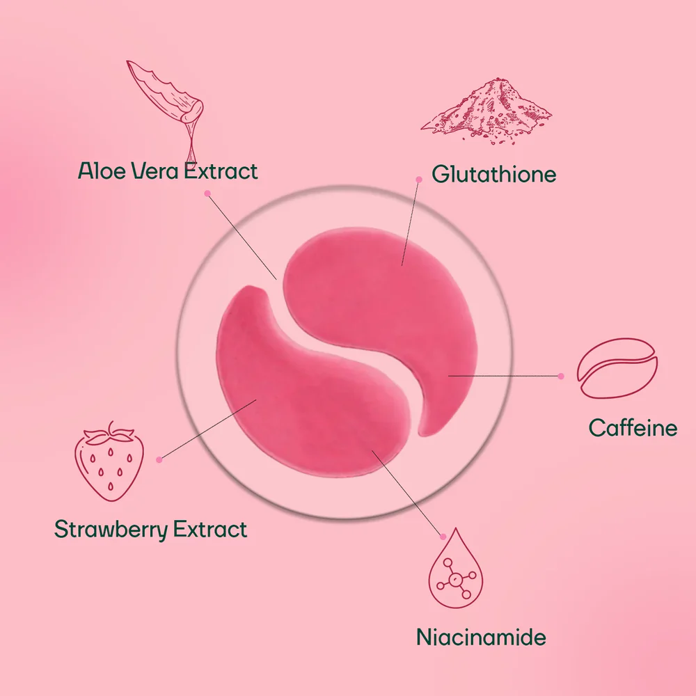 Hydrogel Under Eye Glutathione Patches Reduce Puffiness & Dark Circles - 60 Patches || Get FREE Acne UV Gel & Sunscren Stick