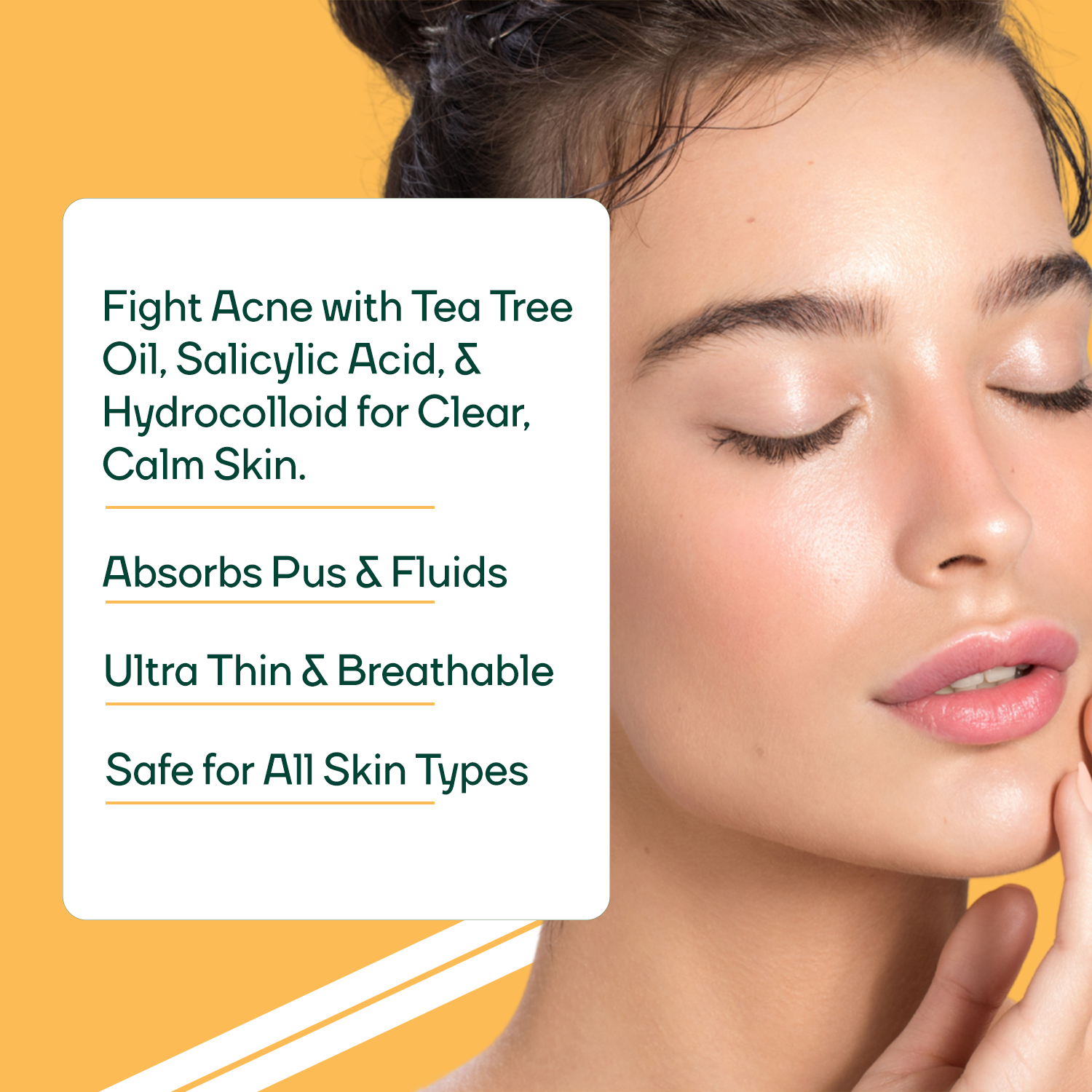 Face Acne Pimple Patch, Salicylic Acid + Tea Tree Oil Clean & Clear Hydrocolloid-Spot Corrector - Pack of 6
