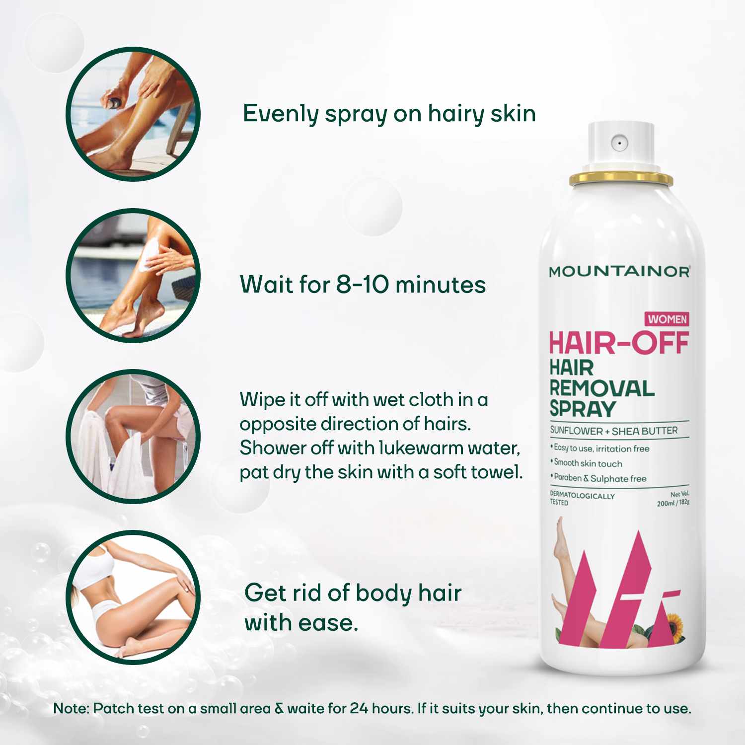 Effortless Hair Removal Spray for Women | Painless & Fast-Acting Body Hair Solution - 200ml - Mountainor