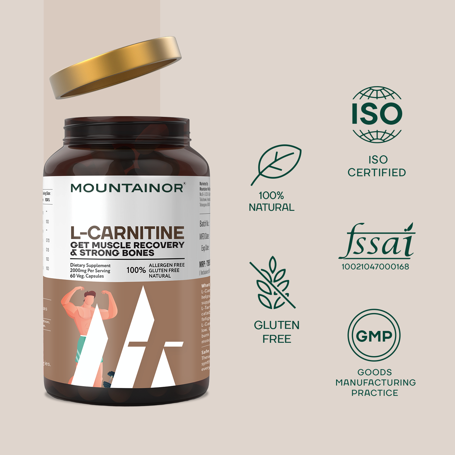 L-Carnitine💪🏽L-Tartrate for Weight Loss🔥& Muscle Recovery - 60 Veg Capsules