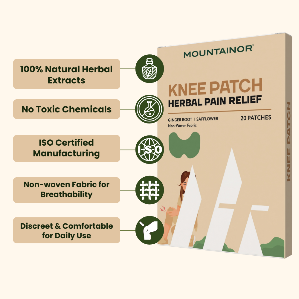 Mountainor Herbal Pain Relief Knee Patch – 20 Patches (Ginger Root, Safflower, Wormwood & Ginseng)