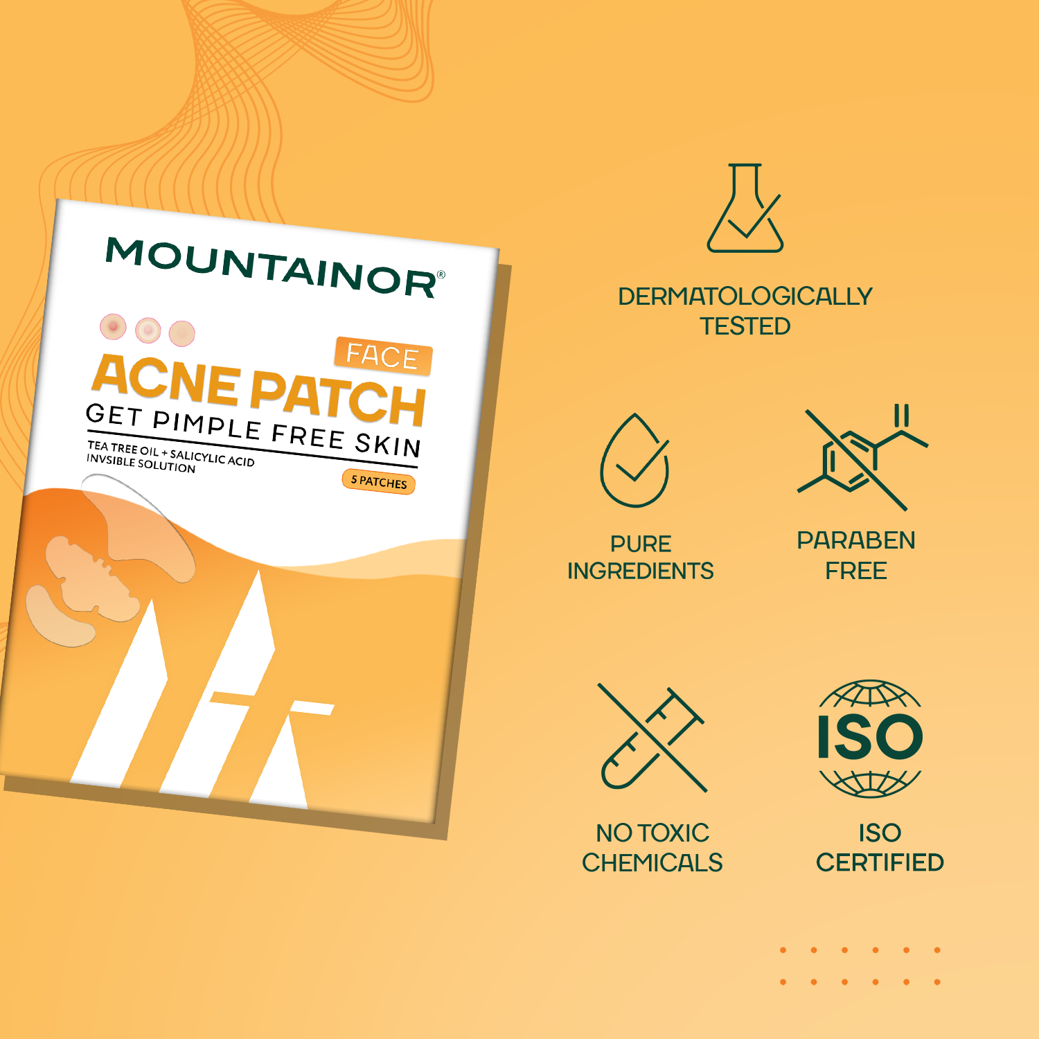 Face Acne Pimple Patch, Salicylic Acid + Tea Tree Oil Clean & Clear Hydrocolloid-Spot Corrector - Pack of 5