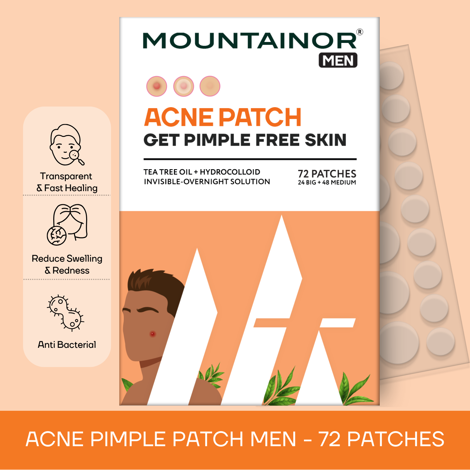 Acne Pimple Patch for Men 🧔🏻- 72 Hydrocolloid Patches for Clear, Blemish-Free Skin