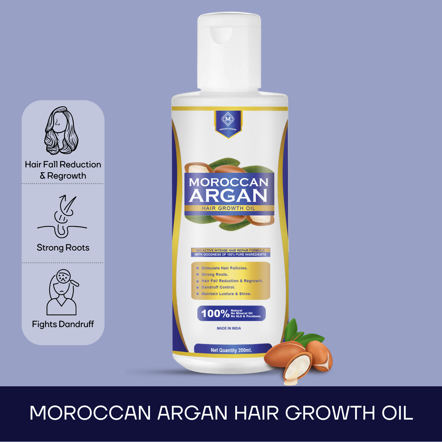 Moroccan Argan Hair Oil - Curbs Scalp Infections & Promotes Hair Growth - 200ML