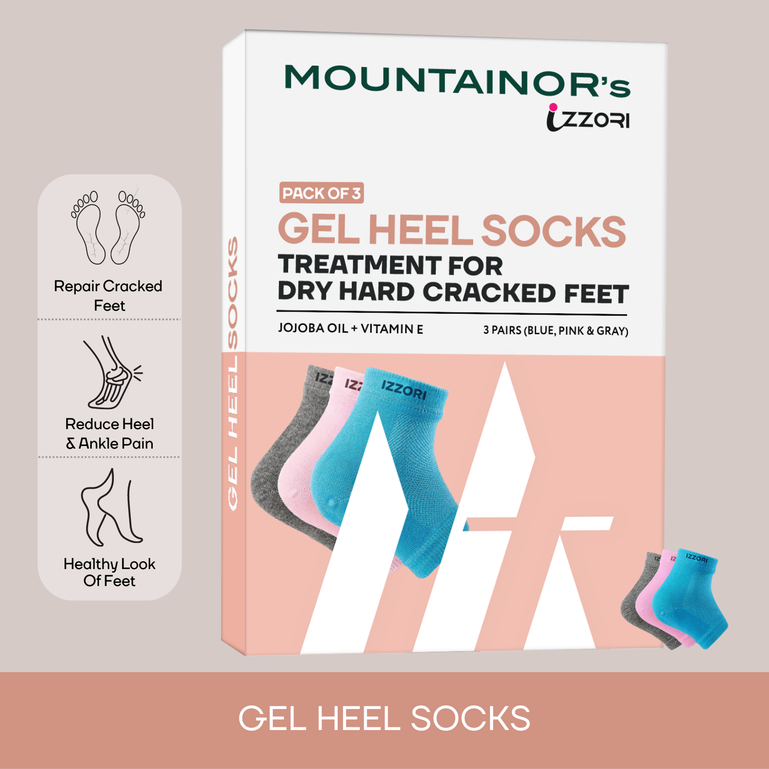 Silicone Gel Heel Socks🧦 for Dry Hard Cracked Heel Repair Pad (Free Size) Pack of 3