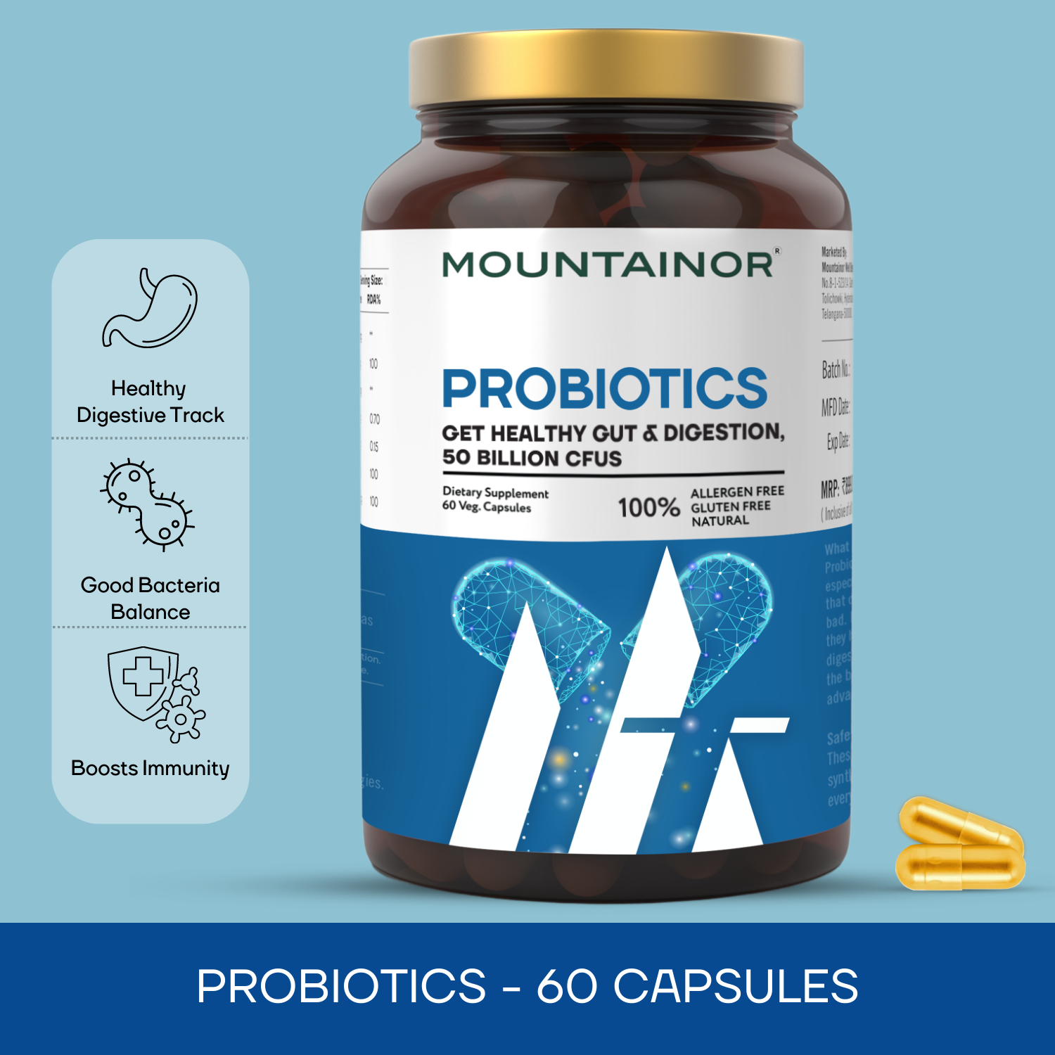 Probiotic Capsules🧬👩🏻‍⚕️- Immunity Builder for Gut Health - 60 Veg Capsules