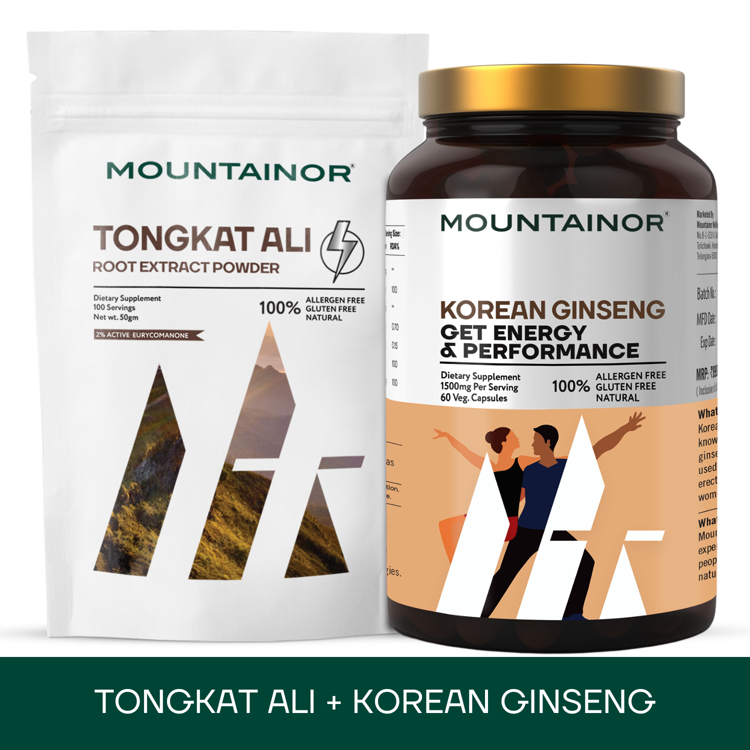 Pure Korean Ginseng Root Extract + Tongkat Ali Longjack Root (Combo)