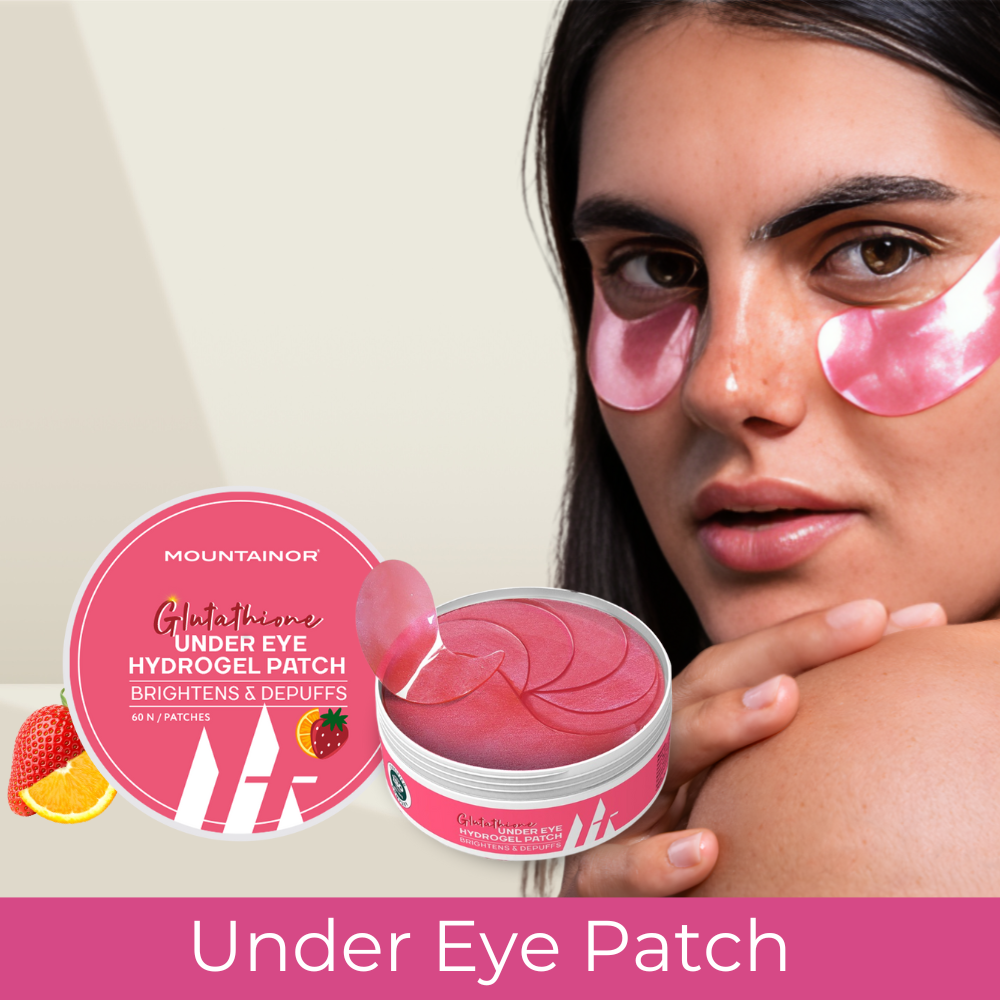 Hydrogel Under Eye Glutathione Patches Reduce Puffiness & Dark Circles - 60 Patches || Get FREE Acne UV Gel & Sunscren Stick