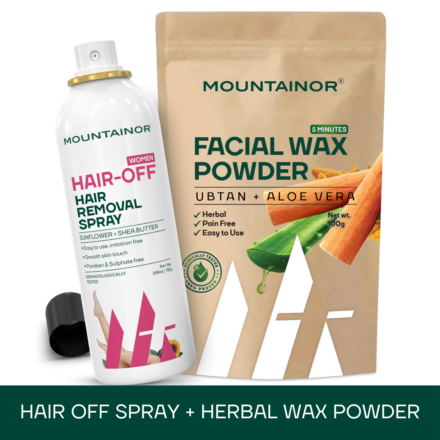 Hair Removal Spray for Women +Turmeric Facial Wax Powder (Combo)