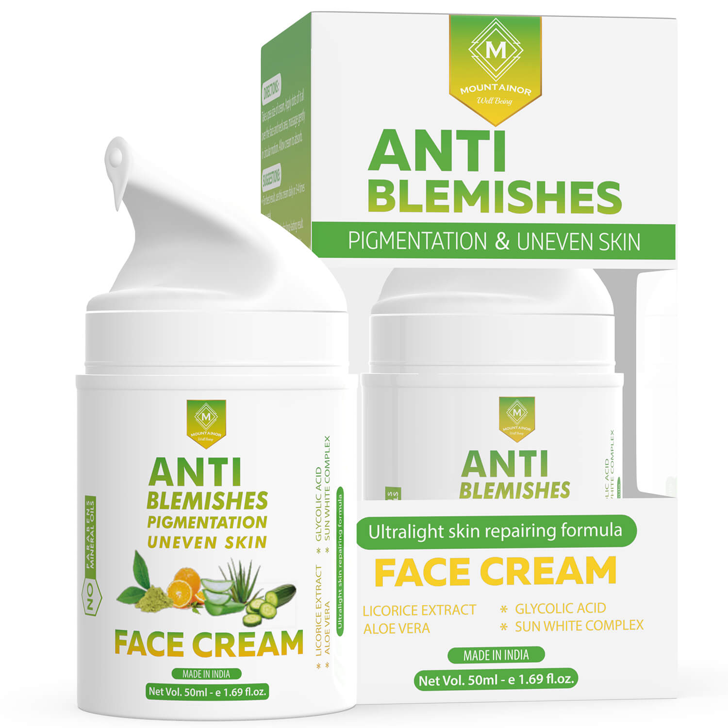 Anti-Blemish Light Face Cream - Reduces Pigmentation & Uneven Skin Tone - 50ML - Mountainor