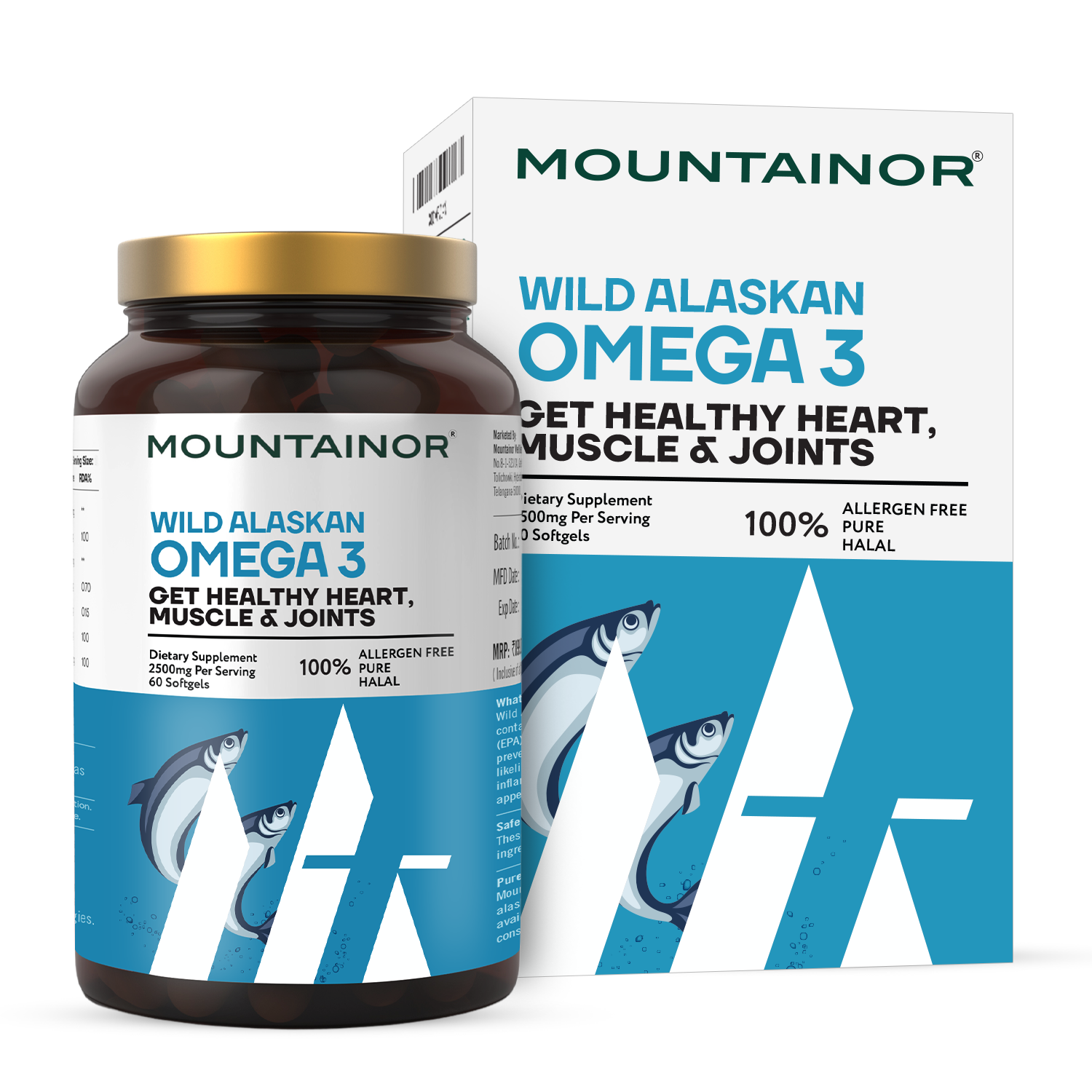 Premium Wild Alaskan Omega-3 Fish Oil - Heart & Bone Health Boost - 60 Ultra-Pure Soft Gels with Essential Fatty Acids - Mountainor