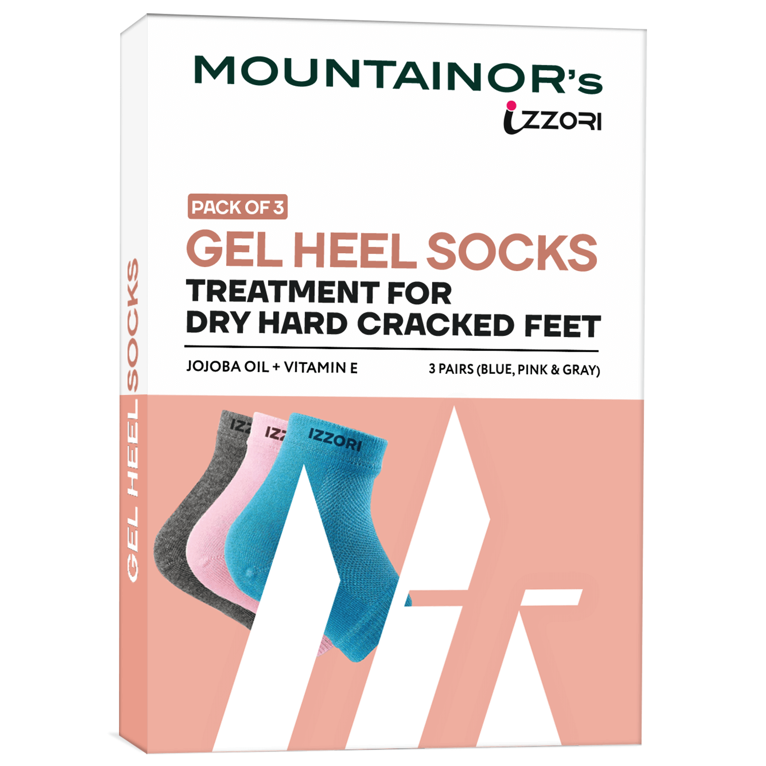 Mountainor Silicone Gel Heel Socks for Dry Hard Cracked Heel Repair Pad (Free Size) Pack of 3 - Mountainor