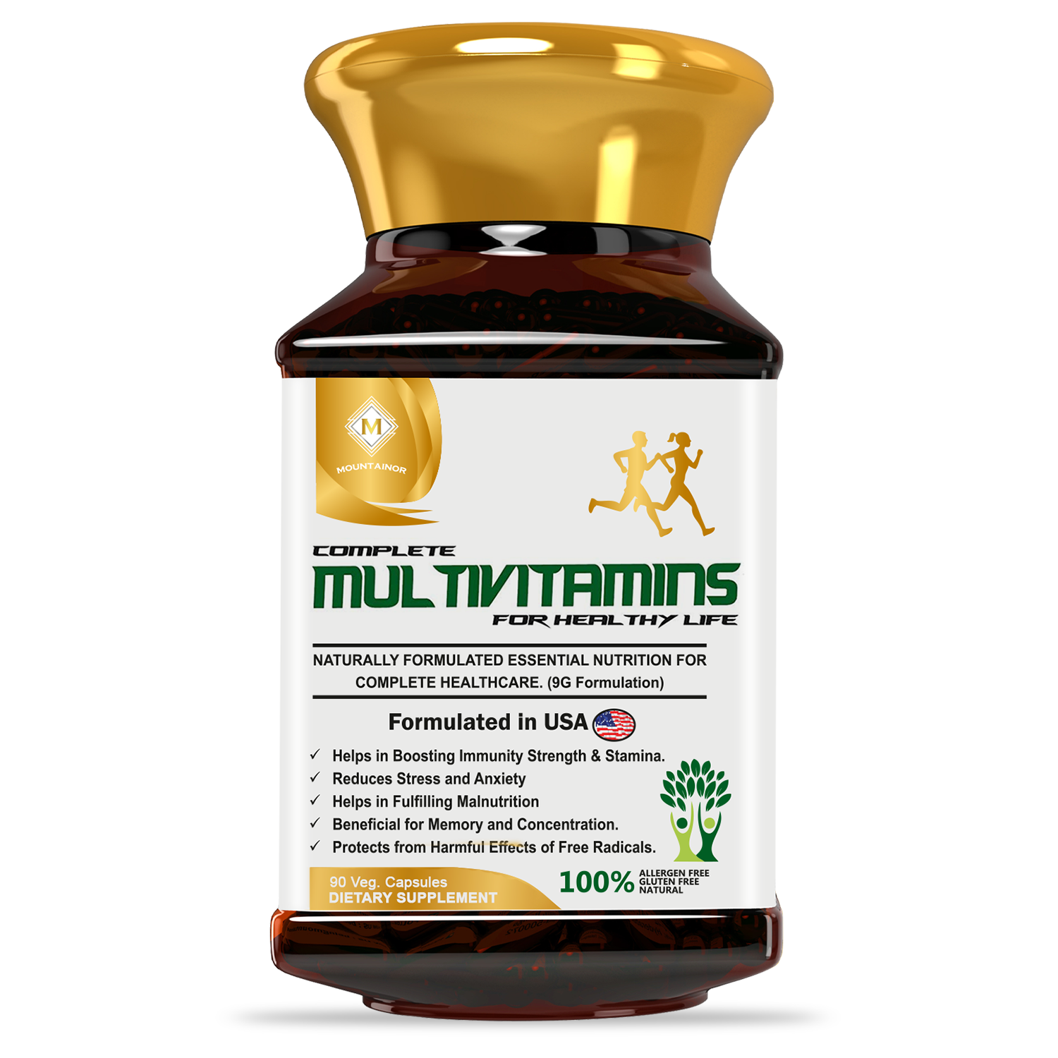 Multivitamins Supplement for Boosting Immunity & Overall Wellbeing - 90 Veg Capsules - Mountainor